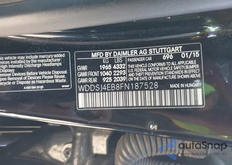 2015 Mercedes-Benz Cla 250 из США, поврежденный, VIN WDDSJ4EB8FN187528